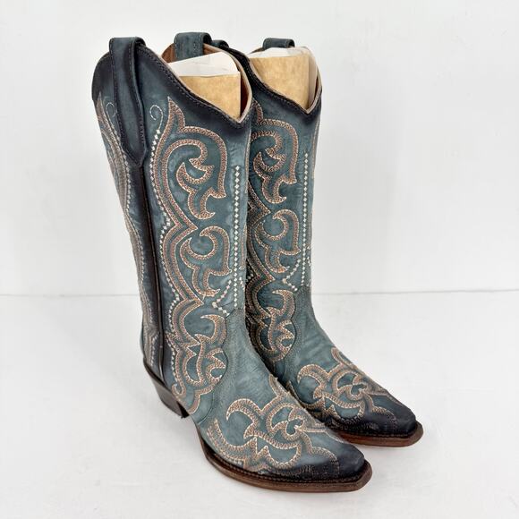 Corral Womens L5869 Western Cowboy Boots US 6 M EU 36.5 Blue Leather Stitch NIB - Picture 6 of 13